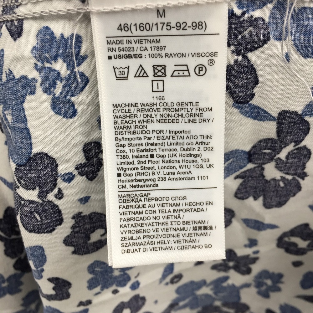 GAP black & blue floral prink tie front popover top preppy classic coastal M - Picture 9 of 14